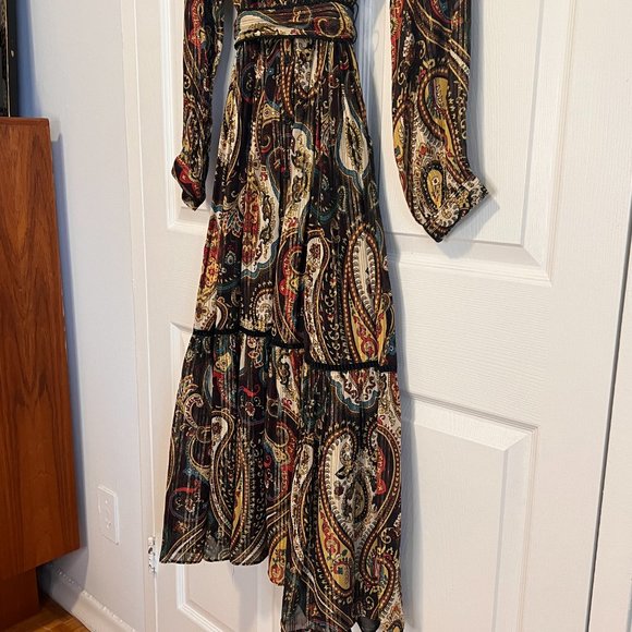 Paisly Print Maxi Dress with Long Sleeves - Picture 3 of 8